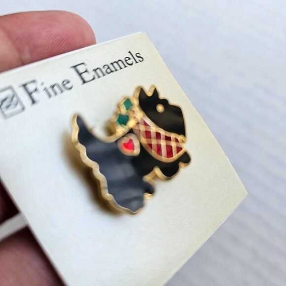 Scottie Terrier Dog Brooch Pin Fine Enamels Glossy Black Fish Enterprises - Picture 7 of 11